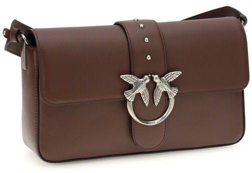 Pinko Vibrant Red Handbag With Structured Silhouette And Detachable Strap Maroon