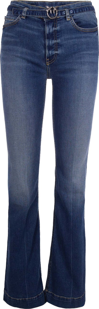 Pinko Flared Jeans with Love Birds Motif Zwart