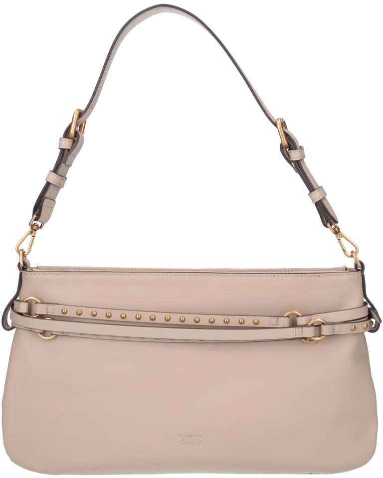 Pinko Beige Medium Belt Shoulder Bag Neutraal