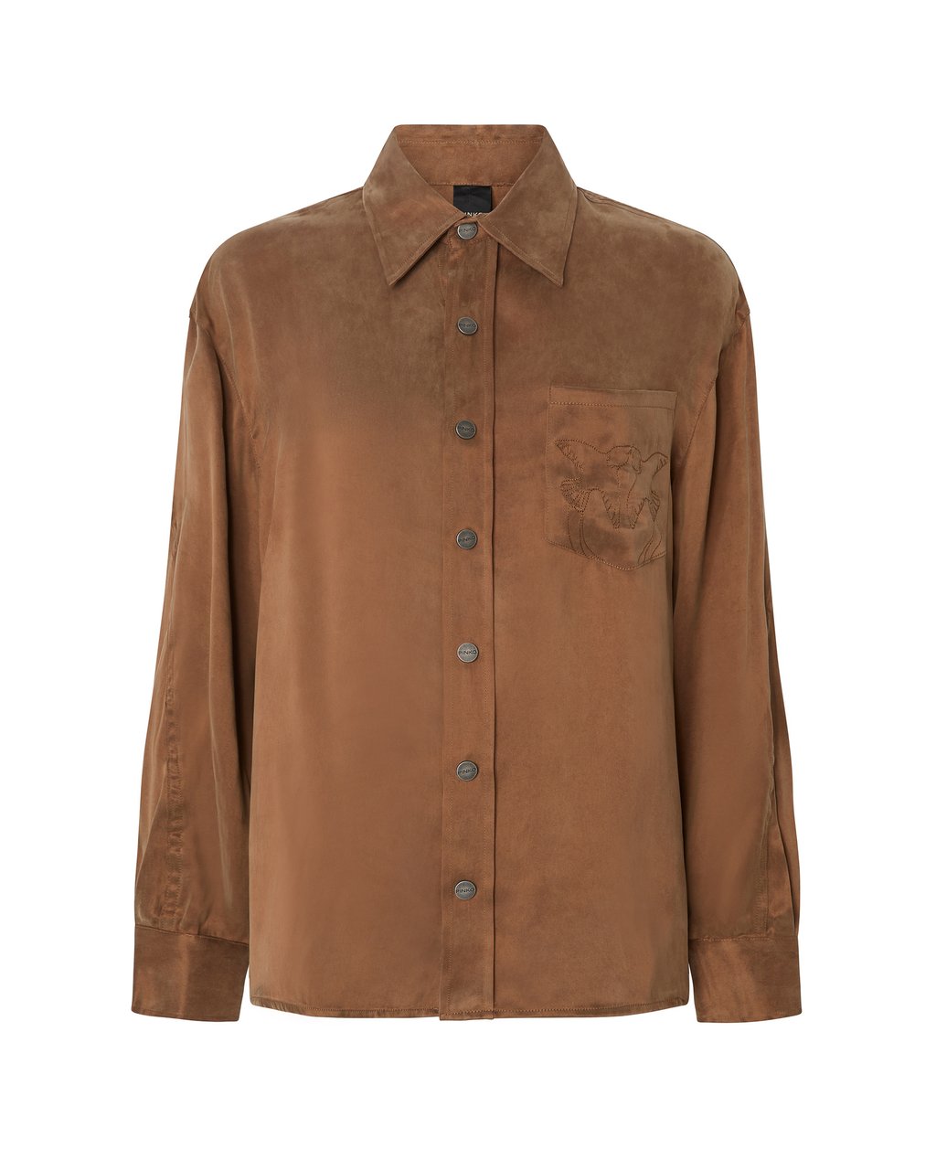 Pinko Regular Fit Cupro and Viscose Shirt Bruin