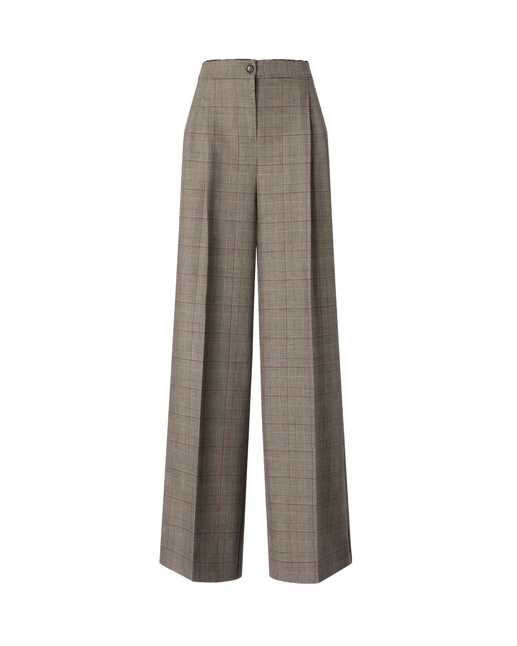 Pinko Wide-Leg Trousers With Checkered Pattern And Pleat Detail Neutraal