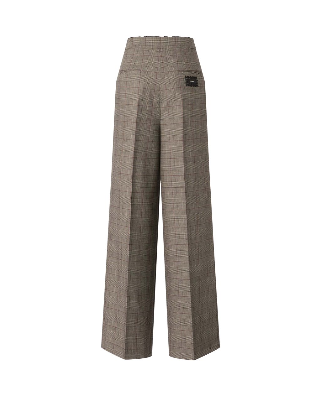 Pinko Wide-Leg Trousers With Checkered Pattern And Pleat Detail Neutraal