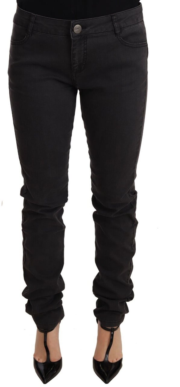 PINKO Black Cotton Stretch Skinny Mid Waist Women Denim Jeans Zwart