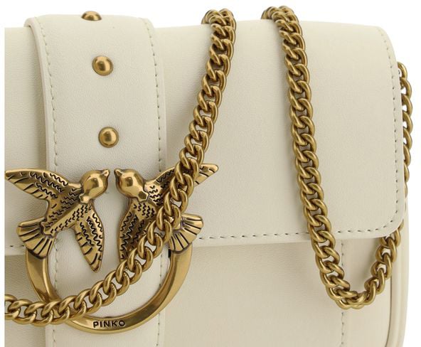 Pinko PINKO White Calf Leather Bos Taurus Shoulder Bag Wit