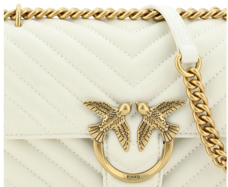 Pinko PINKO White Calf Leather Bos Taurus Shoulder Bag Wit