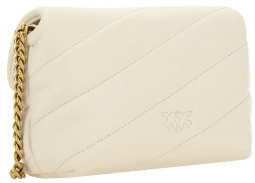 Pinko PINKO White Calf Leather Bos Taurus Shoulder Bag Wit