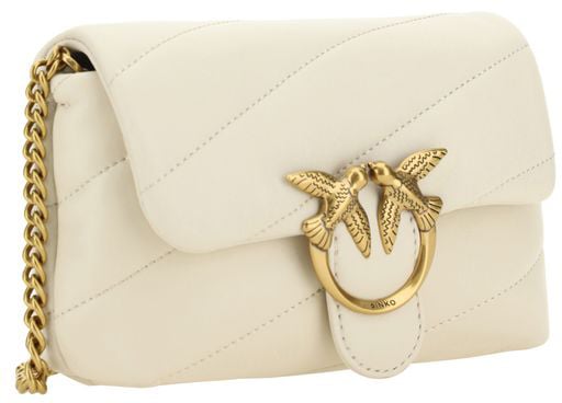 Pinko PINKO White Calf Leather Bos Taurus Shoulder Bag Wit