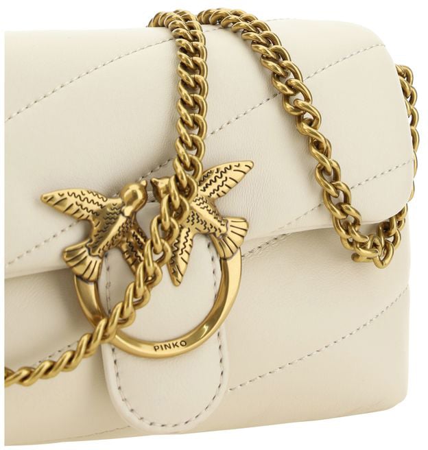 Pinko PINKO White Calf Leather Bos Taurus Shoulder Bag Wit