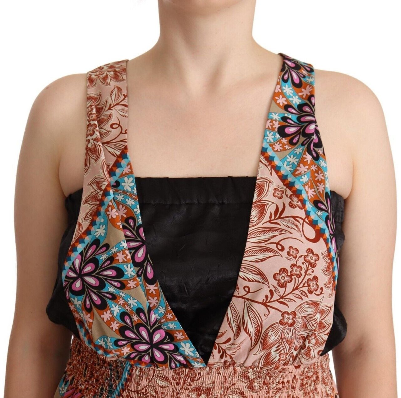PINKO Multicolor Viscose Floral Print Women Jumpsuit Dress Divers