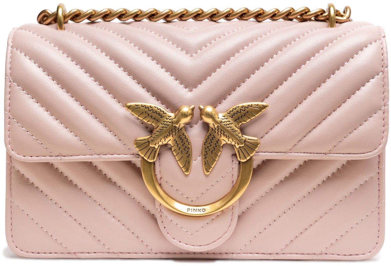 PINKO Powder Pink Love One Mini Shoulder Bag Roze