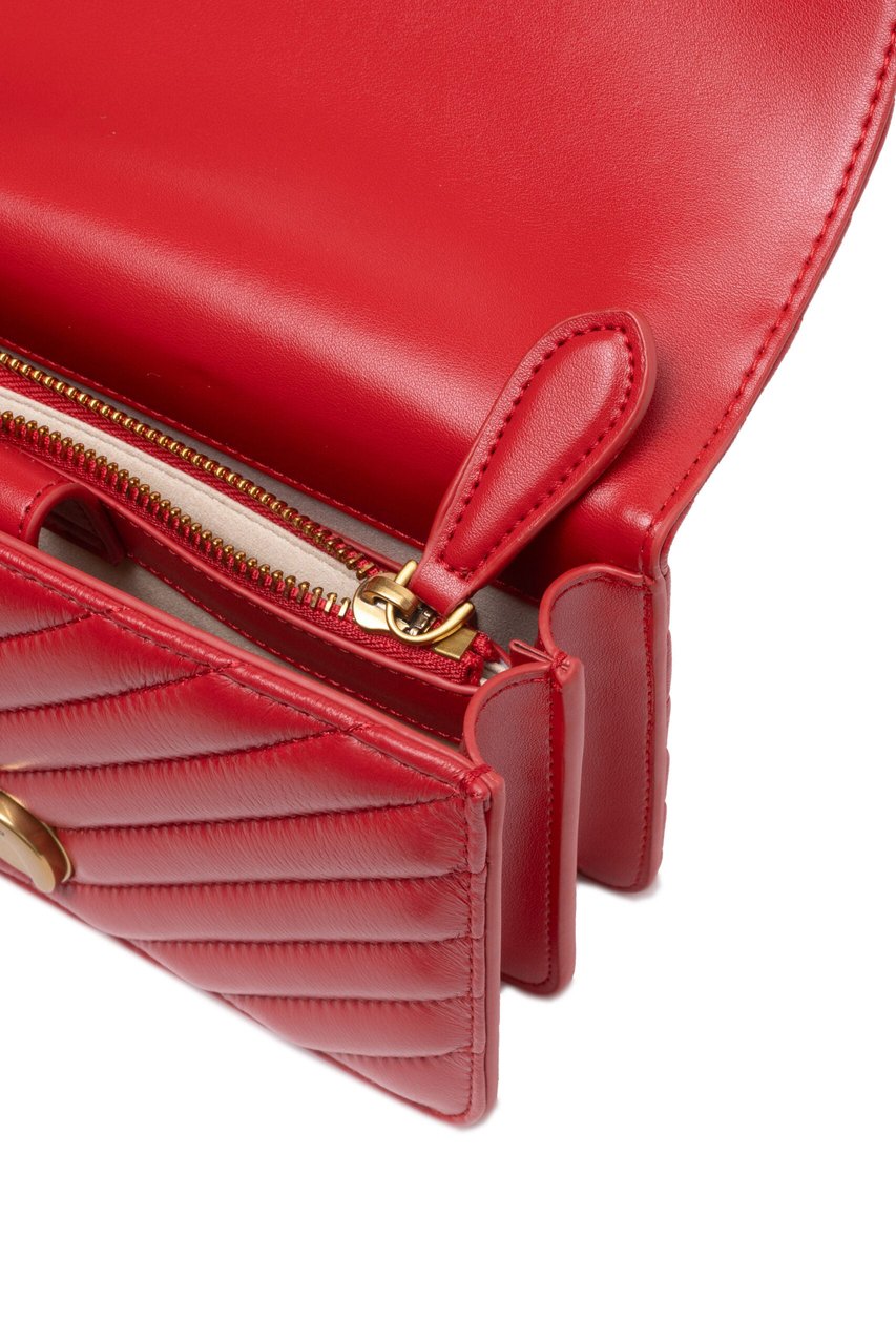 Pinko PINKO Red Leather Love One Mini Shoulder Bag Rood