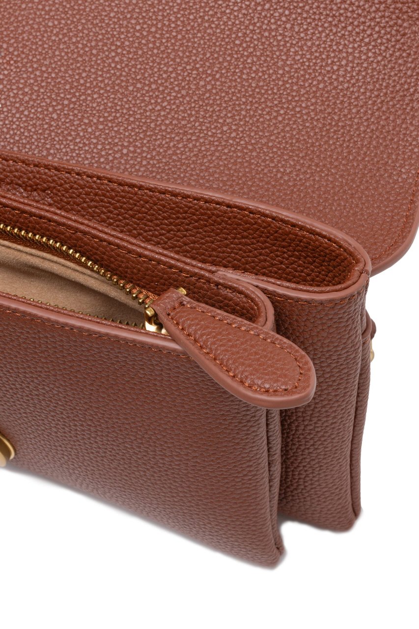 PINKO Brown Leather Love Boucle Riga Shoulder Bag Bruin