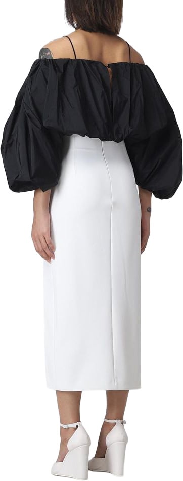 PINKO White Polyester Midi Skirt Wit
