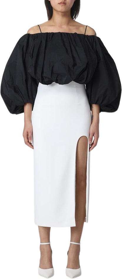 PINKO White Polyester Midi Skirt Wit