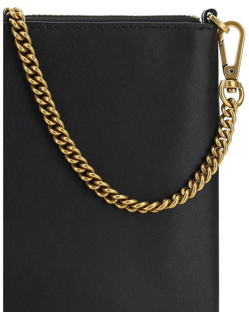 Pinko PINKO Black Calf Leather Bos Taurus Shoulder Bag Zwart