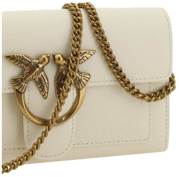 Pinko PINKO White Calf Leather Bos Taurus Shoulder Bag Roze