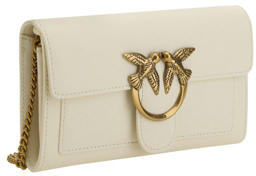 Pinko PINKO White Calf Leather Bos Taurus Shoulder Bag Roze