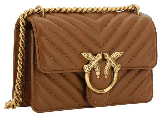 Pinko PINKO Brown Calf Leather Bos Taurus Shoulder Bag Roze