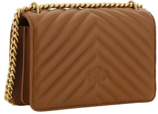 Pinko PINKO Brown Calf Leather Bos Taurus Shoulder Bag Roze