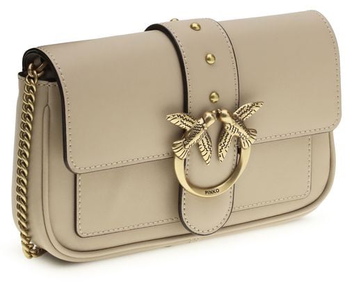 Pinko PINKO Beige Calf Leather Bos Taurus Shoulder Bag Roze