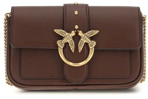 Pinko PINKO Brown Calf Leather Bos Taurus Shoulder Bag Roze