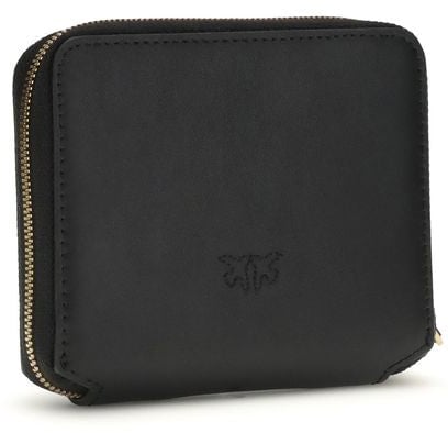 Pinko PINKO Black Calf Leather Bos Taurus Wallet Zwart