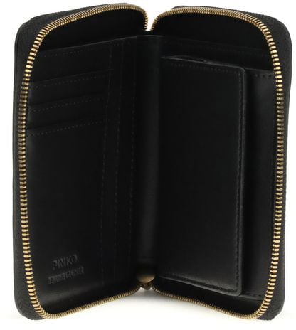 Pinko PINKO Black Calf Leather Bos Taurus Wallet Zwart