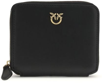 Pinko PINKO Black Calf Leather Bos Taurus Wallet Zwart