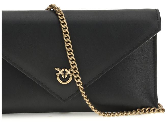 Pinko PINKO Black Calf Leather Bos Taurus Handbag Zwart