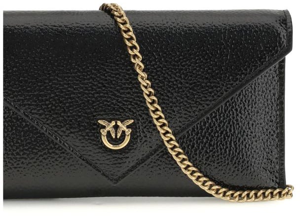 Pinko PINKO Black Calf Leather Bos Taurus Handbag Zwart