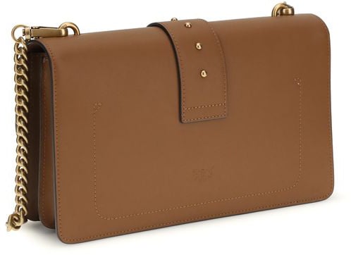 Pinko PINKO Brown Calf Leather Bos Taurus Shoulder Bag Roze