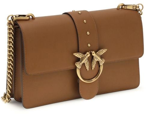 Pinko PINKO Brown Calf Leather Bos Taurus Shoulder Bag Roze