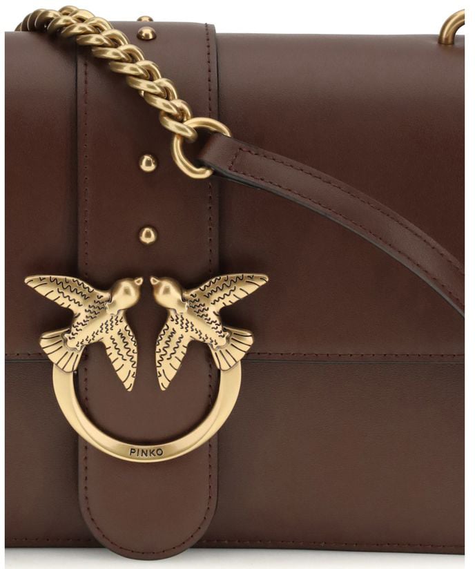 Pinko PINKO Brown Calf Leather Bos Taurus Shoulder Bag Roze