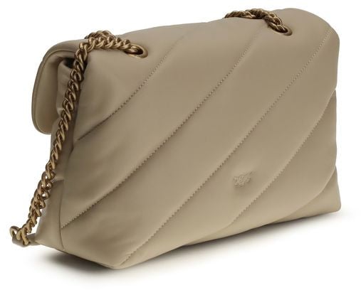 Pinko PINKO Beige Calf Leather Bos Taurus Shoulder Bag Roze