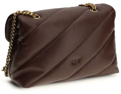 Pinko PINKO Brown Calf Leather Bos Taurus Shoulder Bag Roze