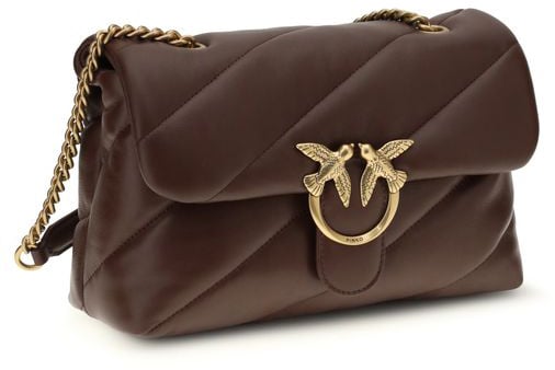 Pinko PINKO Brown Calf Leather Bos Taurus Shoulder Bag Roze