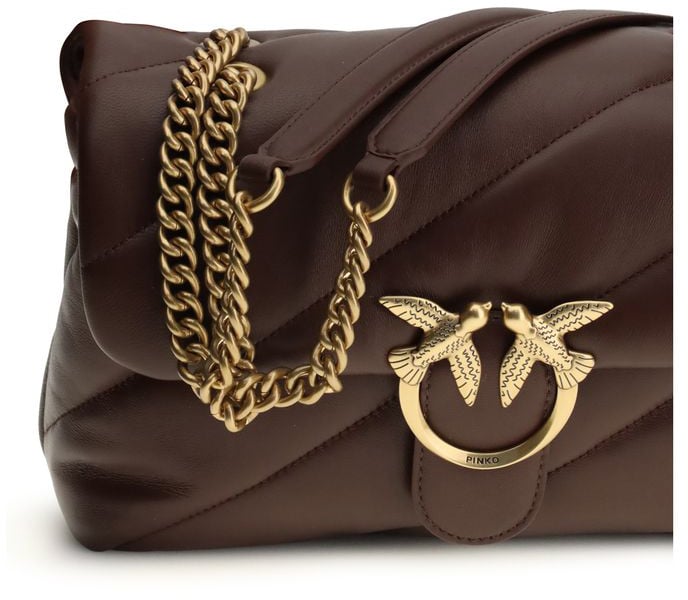 Pinko PINKO Brown Calf Leather Bos Taurus Shoulder Bag Roze