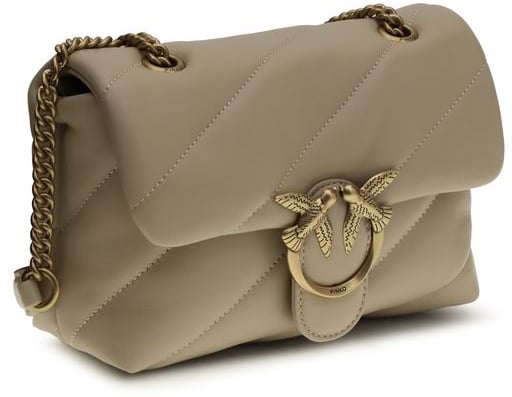 Pinko PINKO Beige Calf Leather Bos Taurus Shoulder Bag Roze