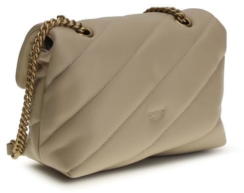 Pinko PINKO Beige Calf Leather Bos Taurus Shoulder Bag Roze