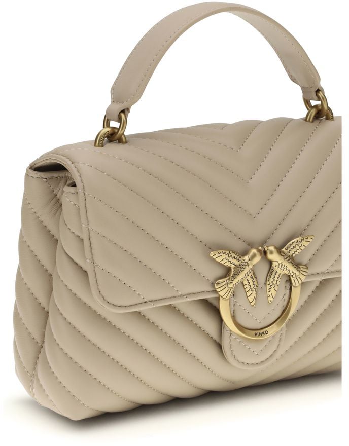 Pinko PINKO Beige Calf Leather Bos Taurus Handbag Roze