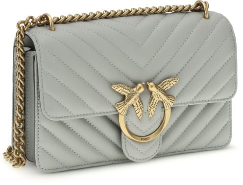 Pinko PINKO Gray Calf Leather Bos Taurus Shoulder Bag Roze