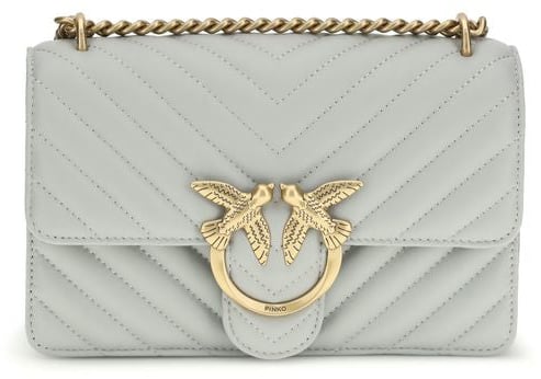 Pinko PINKO Gray Calf Leather Bos Taurus Shoulder Bag Roze