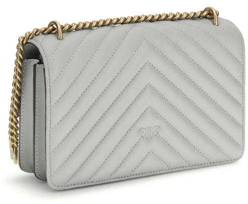 Pinko PINKO Gray Calf Leather Bos Taurus Shoulder Bag Roze