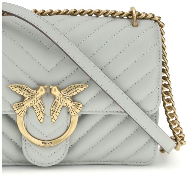 Pinko PINKO Gray Calf Leather Bos Taurus Shoulder Bag Roze