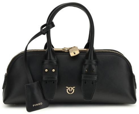 Pinko PINKO Black Calf Leather Bos Taurus Handbag Zwart