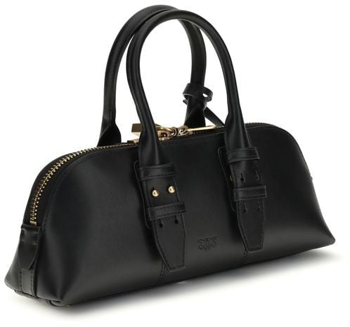 Pinko PINKO Black Calf Leather Bos Taurus Handbag Zwart