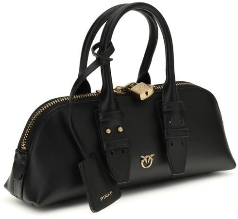 Pinko PINKO Black Calf Leather Bos Taurus Handbag Zwart