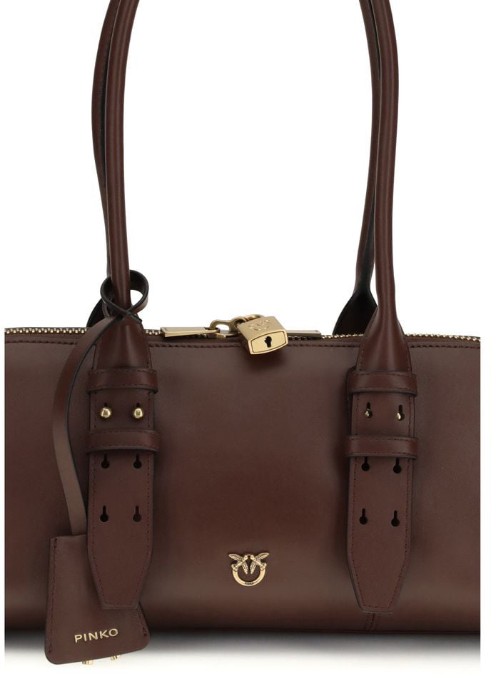 Pinko PINKO Brown Calf Leather Bos Taurus Shoulder Bag Roze