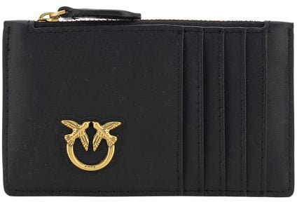 Pinko PINKO Black Calf Leather Bos Taurus Wallet Zwart