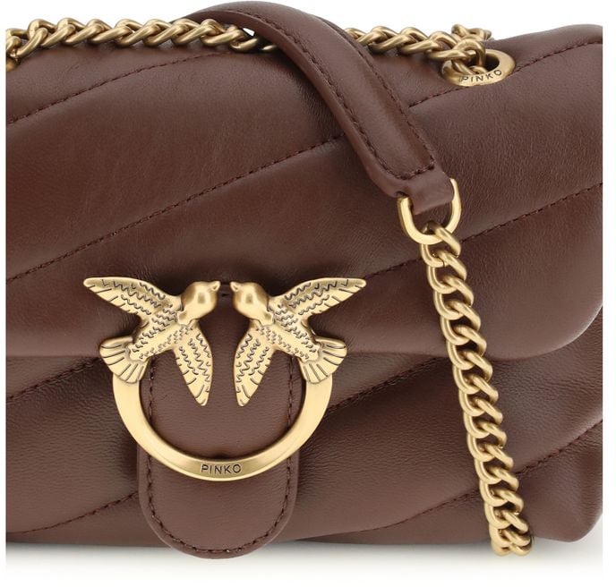 Pinko PINKO Brown Calf Leather Bos Taurus Shoulder Bag Roze